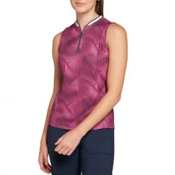 Slazenger Women's Blade Collar Sleeveless Golf Polo Digi Marble Pomegranate