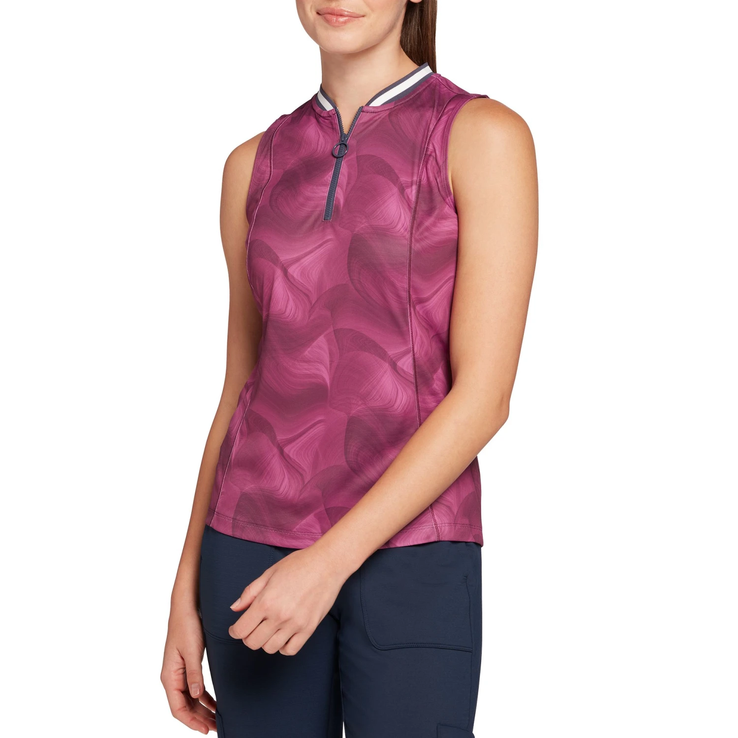 Slazenger Women's Blade Collar Sleeveless Golf Polo Digi Marble Pomegranate 3 Slazenger Women's Blade Collar Sleeveless Golf Polo Digi Marble Pomegranate