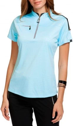 Jamie Sadock Women's Short Sleeve Embossed Golf Polo Oasis