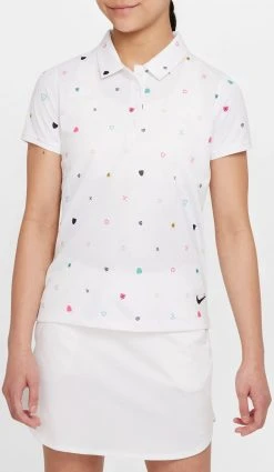 Nike Girls' Dri-FIT Victory Printed Golf Polo White