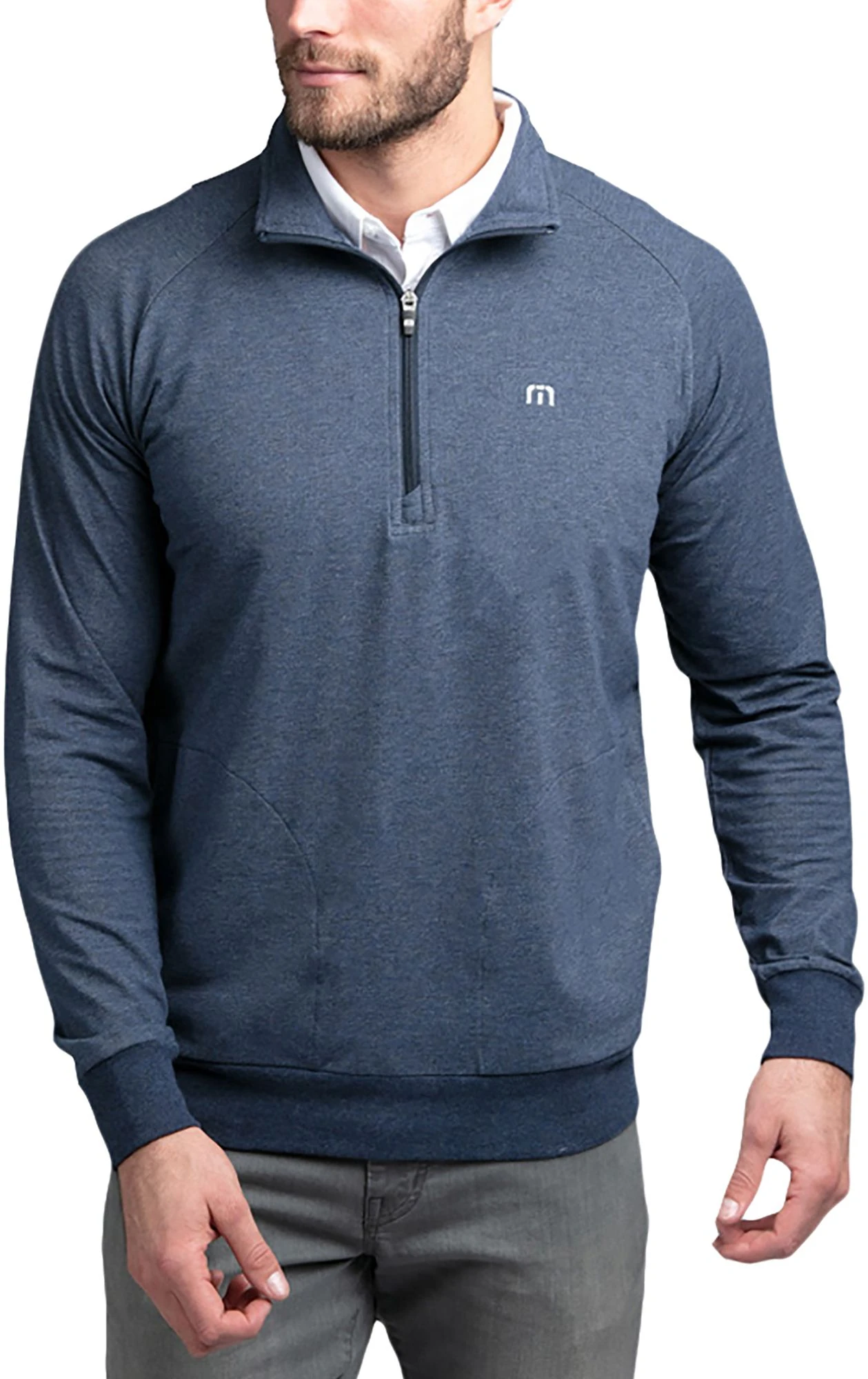 TravisMathew Men's Zachary 1/4 Zip Golf Pullover Heather Dark Shadow 3 TravisMathew Men's Zachary 1/4 Zip Golf Pullover Heather Dark Shadow