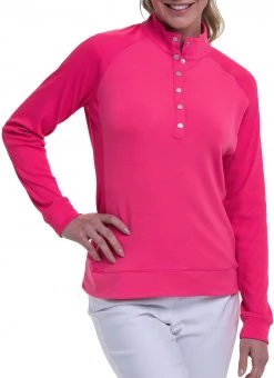 EP Pro Long Sleeve Snap Placket Golf Pullover For Women Fruit Punch
