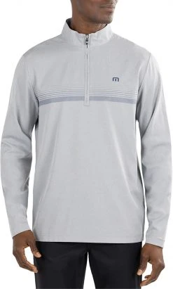 TravisMathew Men's Taking On Water 1/4 Zip Golf Jacket Heather Sleet