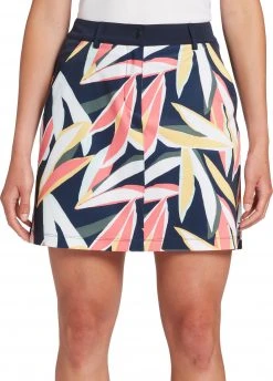 Lady Hagen Women's 17" Traditional Golf Skort Retro Leaf Dark Navy