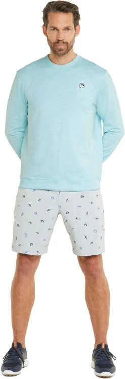 PUMA X Arnold Palmer Men's CLOUDSPUN Crewneck Sweatshirt Light Aqua Heather -Golf Apparel Sales Shop unnamed file 4483