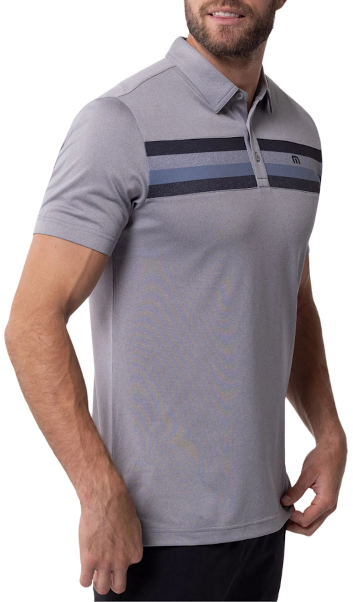 TravisMathew Men's Private Dock Golf Polo Heather Medium Grey 5 TravisMathew Men's Private Dock Golf Polo Heather Medium Grey - Image 3