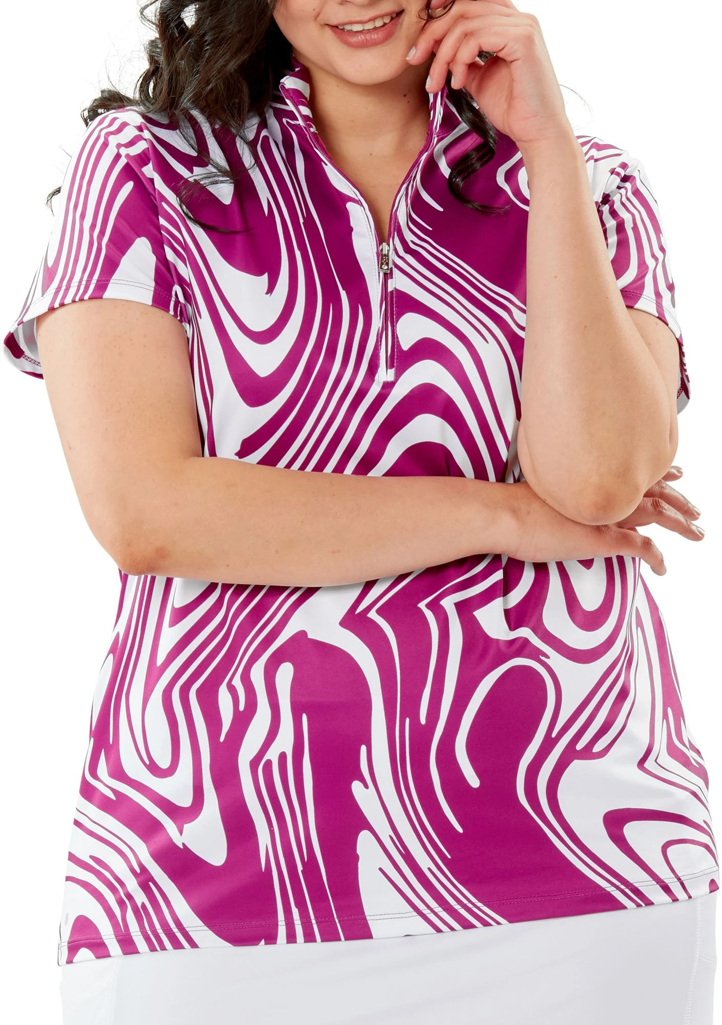 Nancy Lopez Golf Nancy Lopez Women's Rush Golf Polo Iris Multi 5 Nancy Lopez Golf Nancy Lopez Women's Rush Golf Polo Iris Multi - Image 3