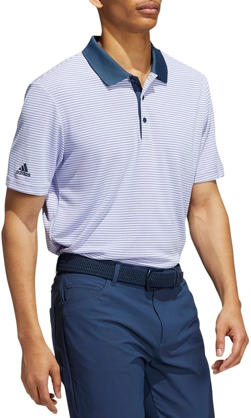 Adidas Men's Two-Color Club Stripe Golf Polo Violet Tone/crew Navy 5 Adidas Men's Two-Color Club Stripe Golf Polo Violet Tone/crew Navy - Image 3