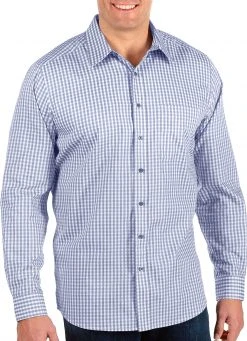 Antigua Men's Structure Long Sleeve Shirt (Big & Tall) Dark Royal/white