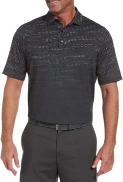 Callaway Men's Swing Tech Marled Fading Geo Print Golf Polo Asphalt