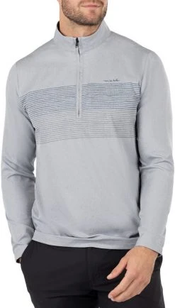 TravisMathew Men's Iceland High 1/4 Zip Golf Pullover Heather Sleet