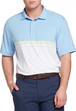 Walter Hagen Men's Perfect 11 Chest Stripe Ombre Golf Polo Ombre Orange Cream