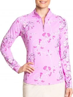 Sport Haley Women's Long Sleeve Tempo Print Golf Polo Orchid