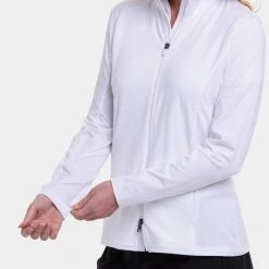 EPNY Women's Long Sleeve Brushed Jersey Golf Jacket White -Golf Apparel Sales Shop unnamed file 6008