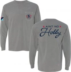 Barstool Sports Men's Ain't No Hobby Long Sleeve Golf Pocket T-Shirt Grey