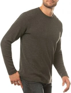 TravisMathew Men's Cloud Waffle Crew Long Sleeve Golf T-Shirt Charcoal -Golf Apparel Sales Shop unnamed file 6152