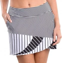SwingDish Women's Sandra Stripe Golf Skort Black/white Stripe