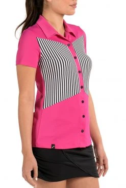 SwingDish Women's Summer Pink Striped Golf Polo 8 SwingDish Women's Summer Pink Striped Golf Polo -Golf Apparel Sales Shop unnamed file 6423