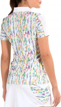 SwingDish SwishDish Women's Meredith White Polo Golf Top White/teal -Golf Apparel Sales Shop unnamed file 6442