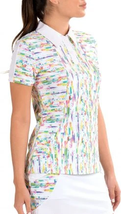 SwingDish SwishDish Women's Meredith White Polo Golf Top White/teal -Golf Apparel Sales Shop unnamed file 6443