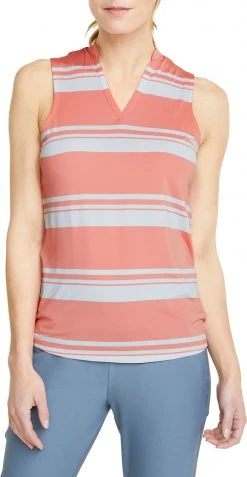 PUMA Women's CLOUDSPUN Valley Stripe Sleeveless Polo Lavendar Pop