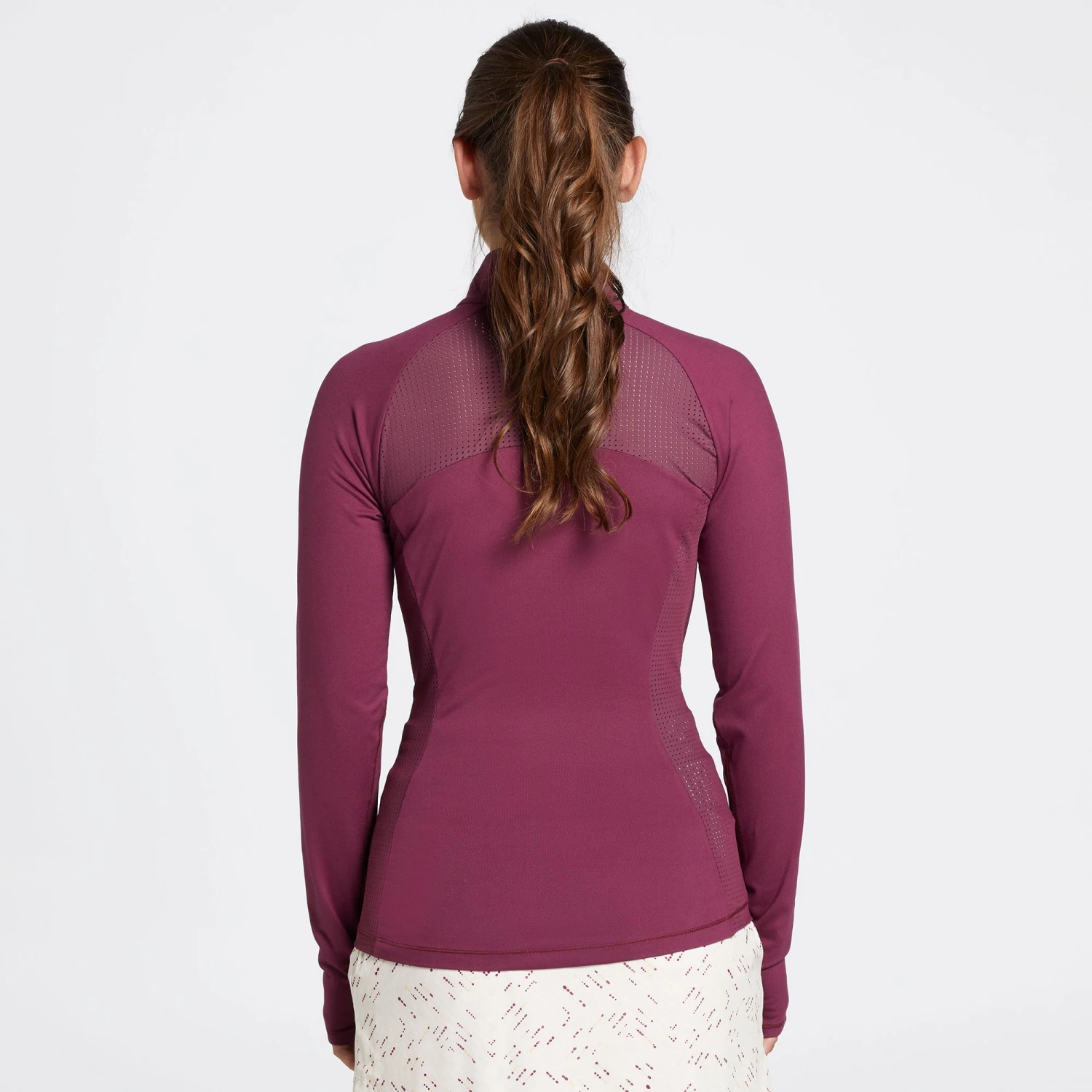 CALIA Women's Golf Perforated Long Sleeve 1/2 Zip Polo Ripe Boysenberry 5 CALIA Women's Golf Perforated Long Sleeve 1/2 Zip Polo Ripe Boysenberry - Image 3