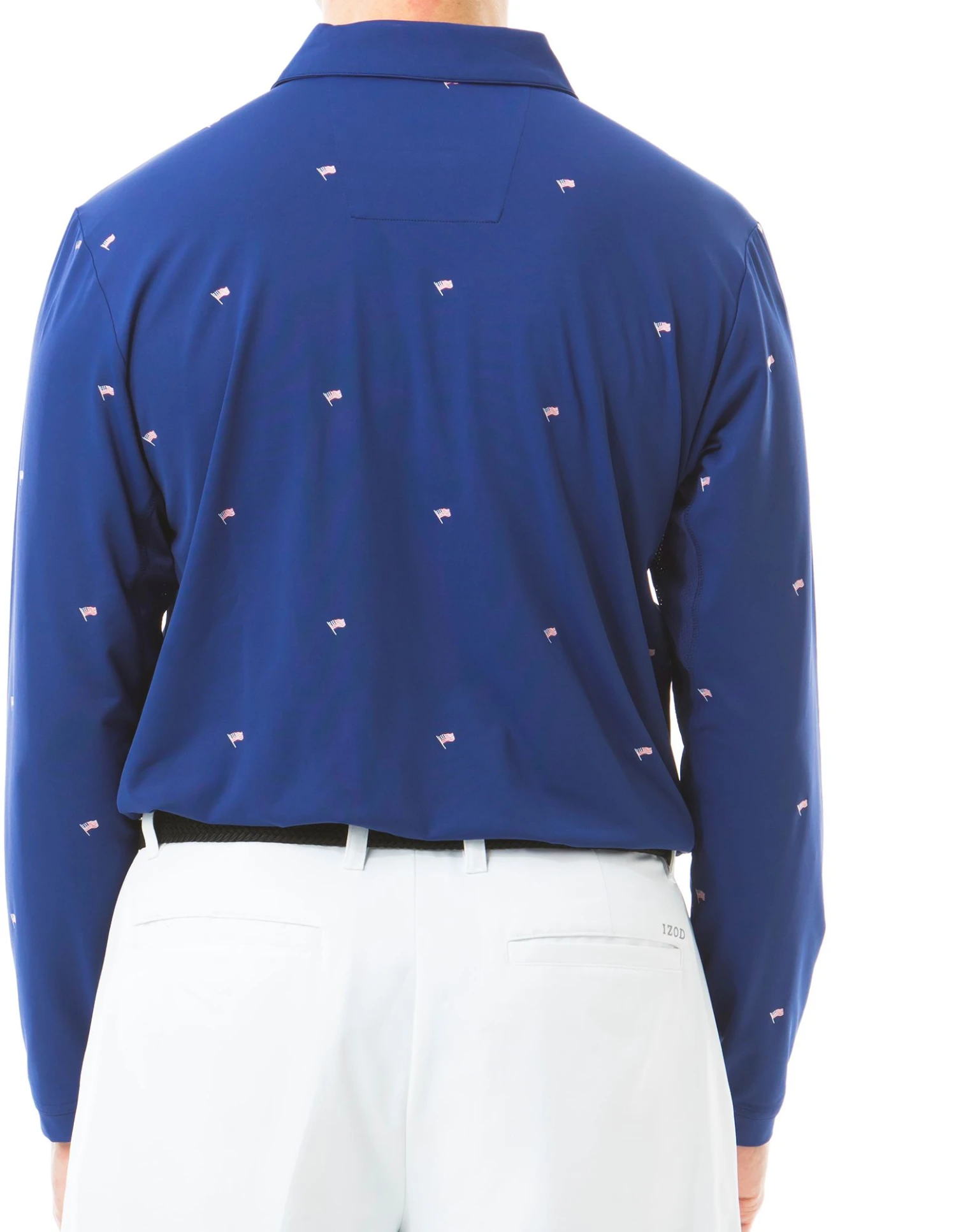 Sansoleil Men's Soltek Ice Long Sleeve Print Polo Flag Day Navy 5 Sansoleil Men's Soltek Ice Long Sleeve Print Polo Flag Day Navy - Image 3