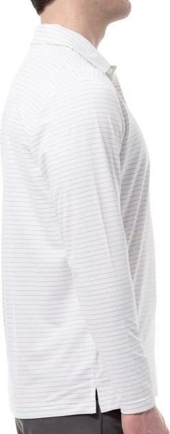 Sansoleil Men's Soltek Ice Long Sleeve Stripe Polo White/melon -Golf Apparel Sales Shop unnamed file 6600