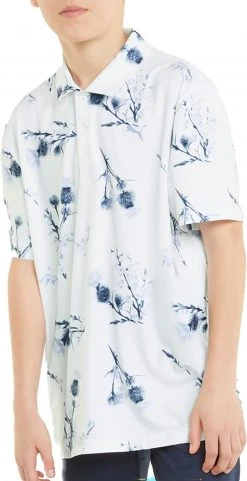 PUMA Boys' MATTR Lowlands Golf Polo Bright White/lavendar Pop