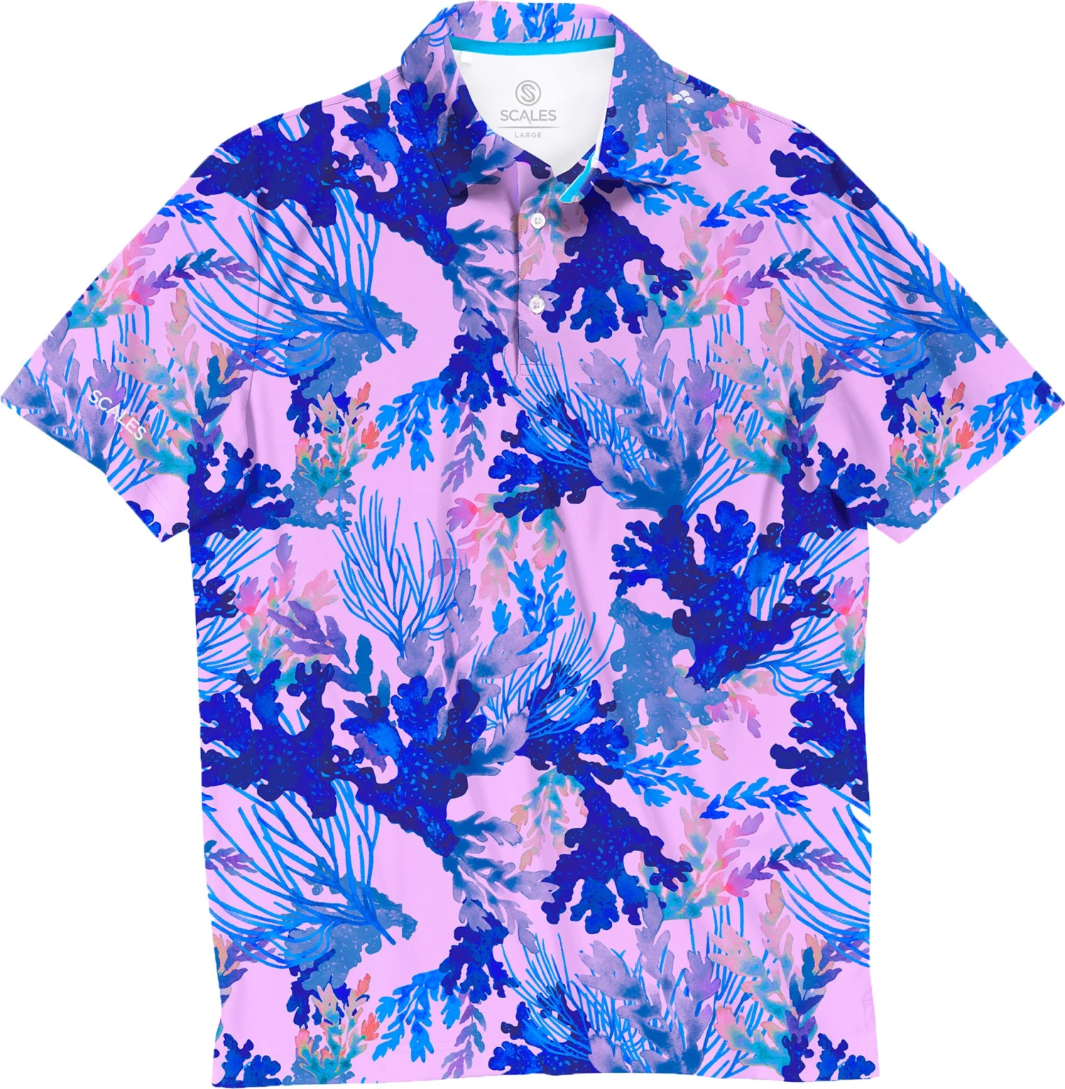 Scales Men's Coral Tropics Golf Polo Light Pink 3 Scales Men's Coral Tropics Golf Polo Light Pink
