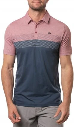 TravisMathew Men's Lake Life Golf Polo Heather Ruby Wine