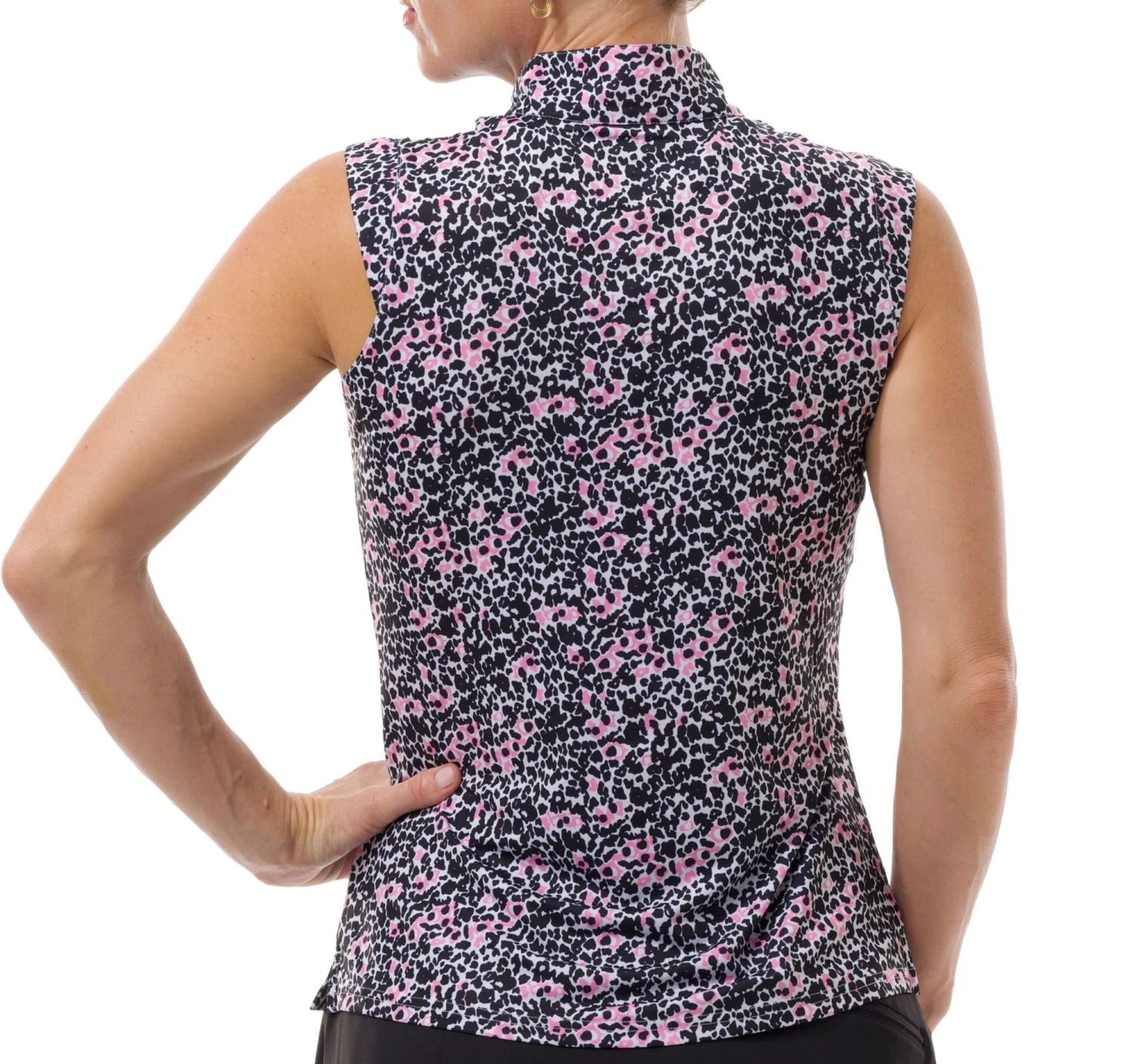 SanSoleil San Soleil Women's Solcool Sleeveless Mock Neck Golf Shirt Sunshine Navy 4 SanSoleil San Soleil Women's Solcool Sleeveless Mock Neck Golf Shirt Sunshine Navy - Image 2