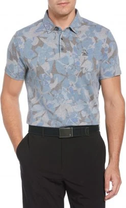 Original Penguin Men's Floral Camo Print Golf Polo Caviar