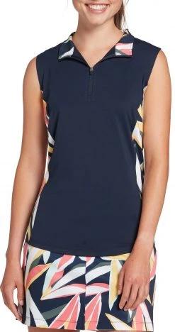 Lady Hagen Women's Tropical Side Piece Sleeveless Golf Polo Tropical Dark Navy