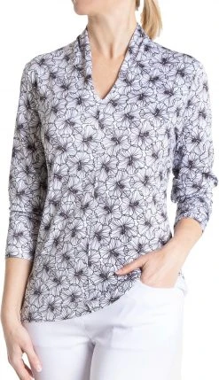 Sport Haley Women's Elsa Long Sleeve V-Neck Golf Polo White