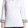 Sport Haley Women's Holly 3/4 Sleeves 1/4 Zip Golf Polo White -Golf Apparel Sales Shop unnamed file 6951