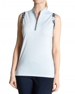 Sport Haley Women's Masie Sleeveless Print Golf Polo Blue Mist