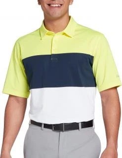 Walter Hagen Perfect 11 Bold Block Golf Polo For Men Bright Yellow/navy/white
