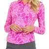 IBKUL Women's Bianca Long Sleeve Golf Polo Bianca Hot Pink/candy Pnk