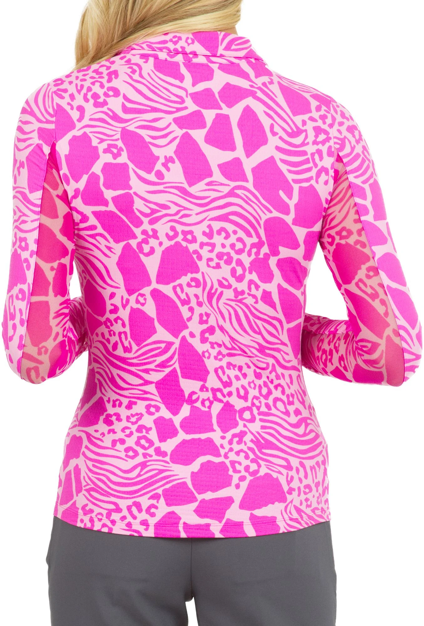 IBKUL Women's Bianca Long Sleeve Golf Polo Bianca Hot Pink/candy Pnk 4 IBKUL Women's Bianca Long Sleeve Golf Polo Bianca Hot Pink/candy Pnk - Image 2