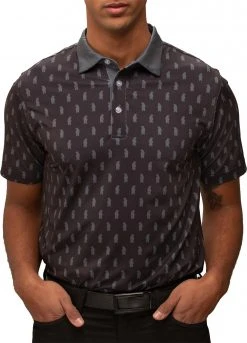Waggle Golf Men's Bear Down Golf Polo Black/gray