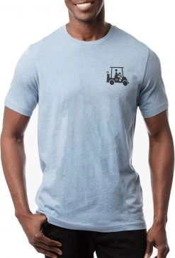 TravisMathew Men's Fall Tee Short Sleeve Golf T-Shirt Heather Copen Blue