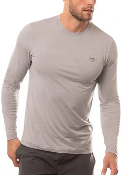 TravisMathew Men's Slow Motion Long Sleeve Golf T-Shirt Heather Sleet
