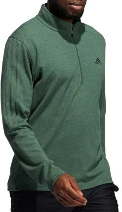 Adidas Men's 3-Stripes Quarter Zip Golf Pullover Green Oxide -Golf Apparel Sales Shop unnamed file 7405