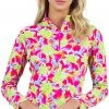IBKUL Women's 1/4 Zip Long Sleeve Mock Neck Golf Sun Shirt Pink Multi 1 IBKUL Women's 1/4 Zip Long Sleeve Mock Neck Golf Sun Shirt Pink Multi -Golf Apparel Sales Shop unnamed file 7458