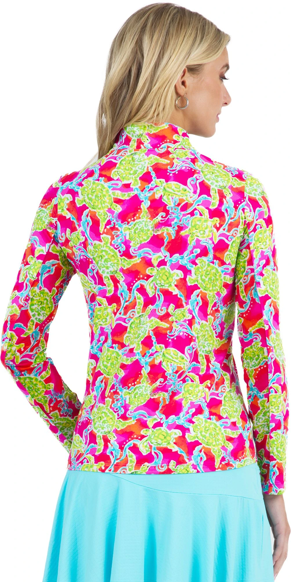 IBKUL Women's 1/4 Zip Long Sleeve Mock Neck Golf Sun Shirt Pink Multi 4 IBKUL Women's 1/4 Zip Long Sleeve Mock Neck Golf Sun Shirt Pink Multi - Image 2