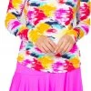 IBKUL Women's Matilda Long Sleeve 1/4 Zip Golf Pullover Matilda Hot Pink Multi -Golf Apparel Sales Shop unnamed file 7537