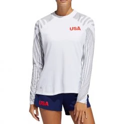 Adidas Women's HEAT.RDY USA Long Sleeve Mock Neck Golf T-Shirt White/grey