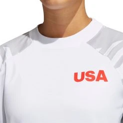 Adidas Women's HEAT.RDY USA Long Sleeve Mock Neck Golf T-Shirt White/grey -Golf Apparel Sales Shop unnamed file 7551