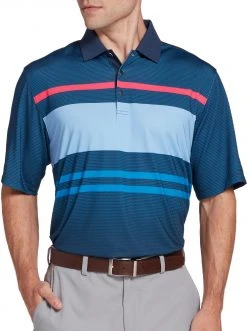 Walter Hagen Perfect 11 Neat Chest Stripe Golf Polo For Men Navy/daybreak/nobility/pk
